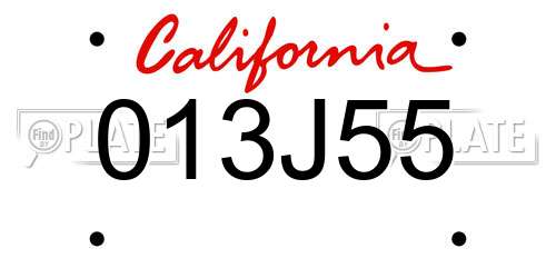 013J55 California License Plate