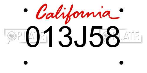 013J58 California License Plate