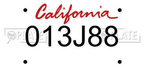 013J88 California License Plate
