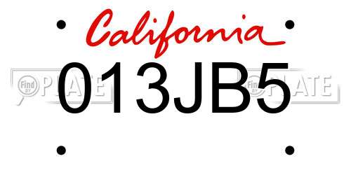 013JB5 California License Plate