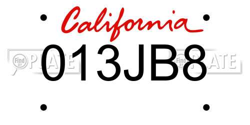 013JB8 California License Plate