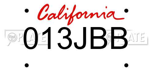 013JBB California License Plate