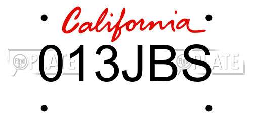 013JBS California License Plate