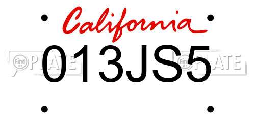 013JS5 California License Plate