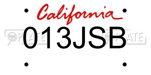 013JSB California License Plate