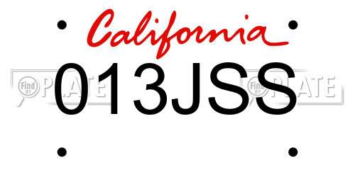 013JSS California License Plate