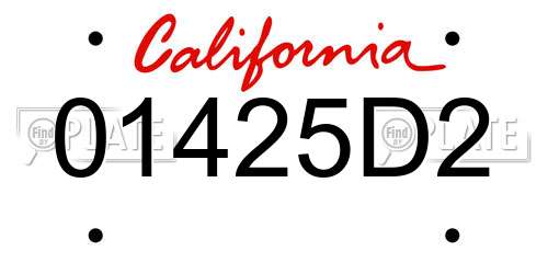 01425D2 California License Plate