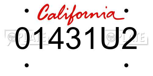 01431U2 California License Plate
