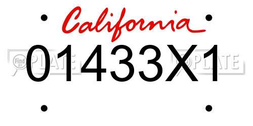 01433X1 California License Plate
