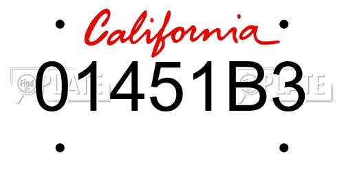 01451B3 California License Plate
