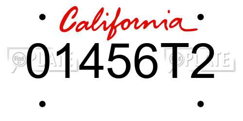01456T2 California License Plate