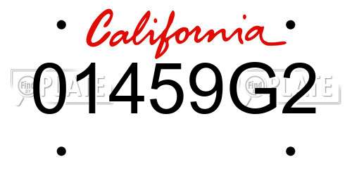 01459G2 California License Plate