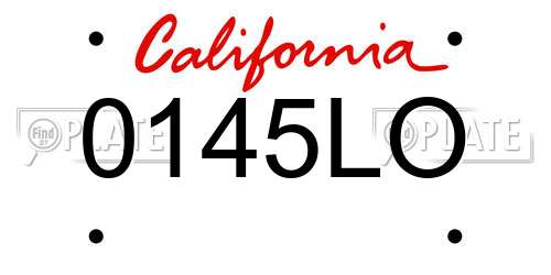 0145LO California License Plate