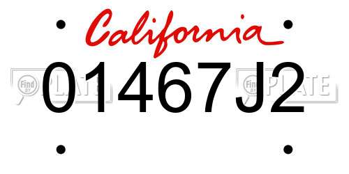 01467J2 California License Plate