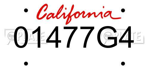 01477G4 California License Plate