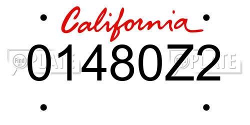 01480Z2 California License Plate