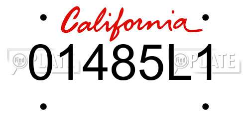 01485L1 California License Plate