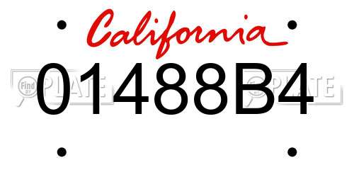 01488B4 California License Plate