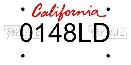 0148LD California License Plate