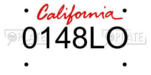 0148LO California License Plate