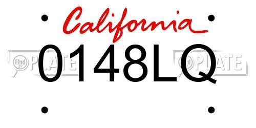 0148LQ California License Plate