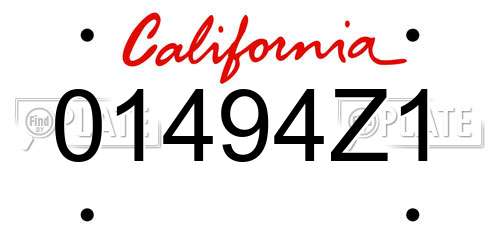 01494Z1 California License Plate