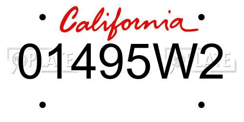 01495W2 California License Plate