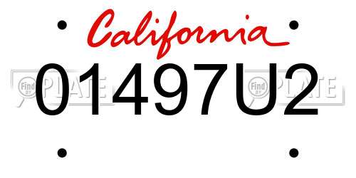 01497U2 California License Plate