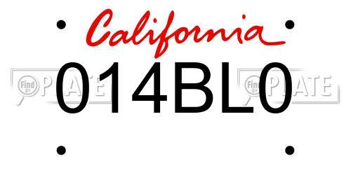 014BL0 California License Plate