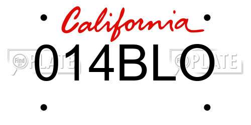 014BLO California License Plate