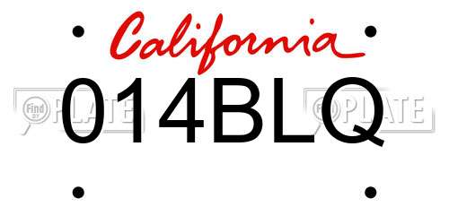 014BLQ California License Plate