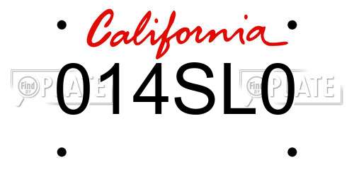 014SL0 California License Plate