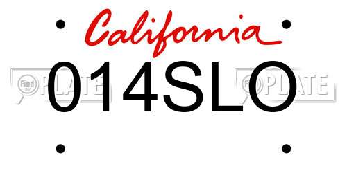 014SLO California License Plate