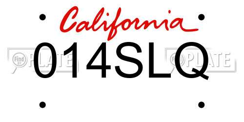 014SLQ California License Plate