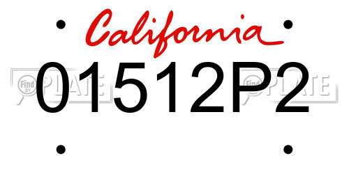01512P2 California License Plate