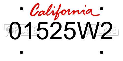 01525W2 California License Plate