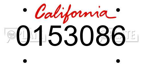 0153086 California License Plate