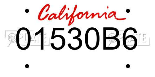 01530B6 California License Plate