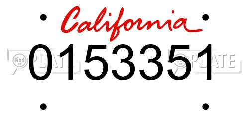 0153351 California License Plate