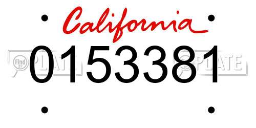 0153381 California License Plate