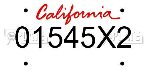 01545X2 California License Plate