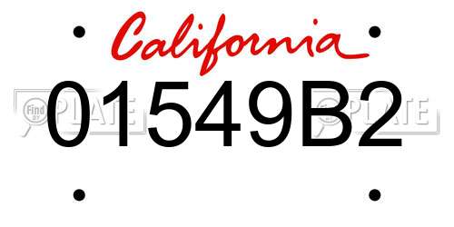 01549B2 California License Plate