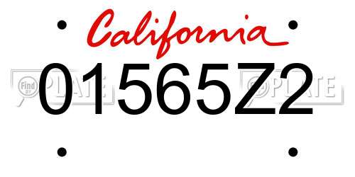 01565Z2 California License Plate