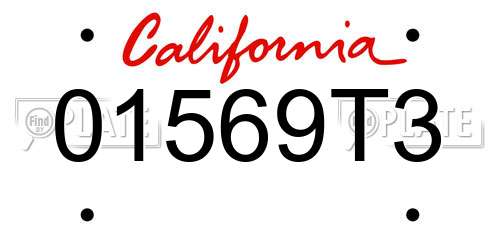 01569T3 California License Plate