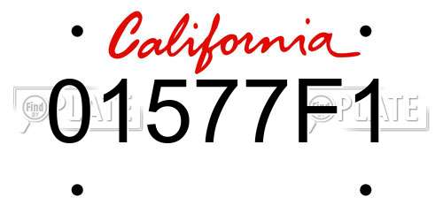 01577F1 California License Plate