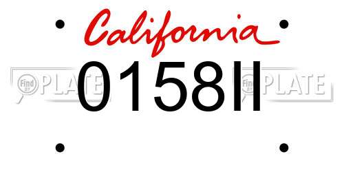 0158II California License Plate