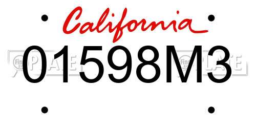 01598M3 California License Plate