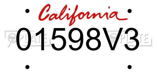 01598V3 California License Plate