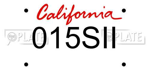 015SII California License Plate