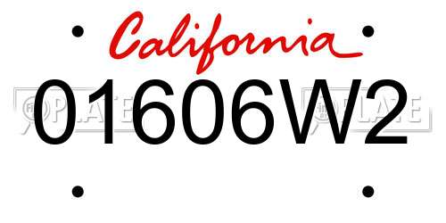 01606W2 California License Plate